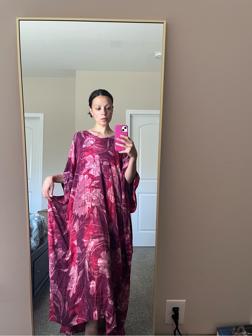 Wow Kaftans Magenta and Pink Floral Kaftan OS Lightweight Breathable